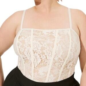 Torrid Lace Corset Pristine Ivory Crop Top Size 1X